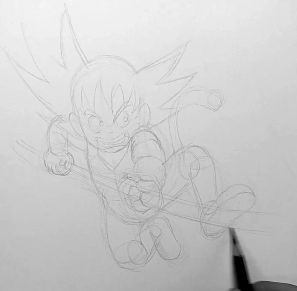 Como desenhar o Goku passo 3