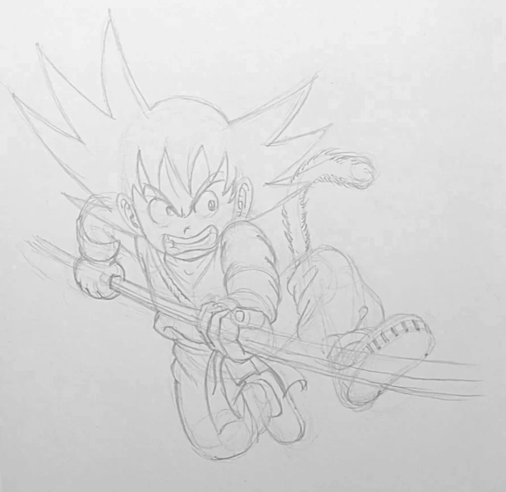 Como desenhar o Goku passo 4