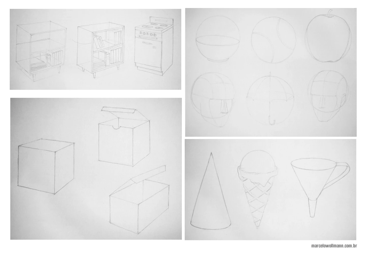 fundamentos do desenho - exemplos formas básicas